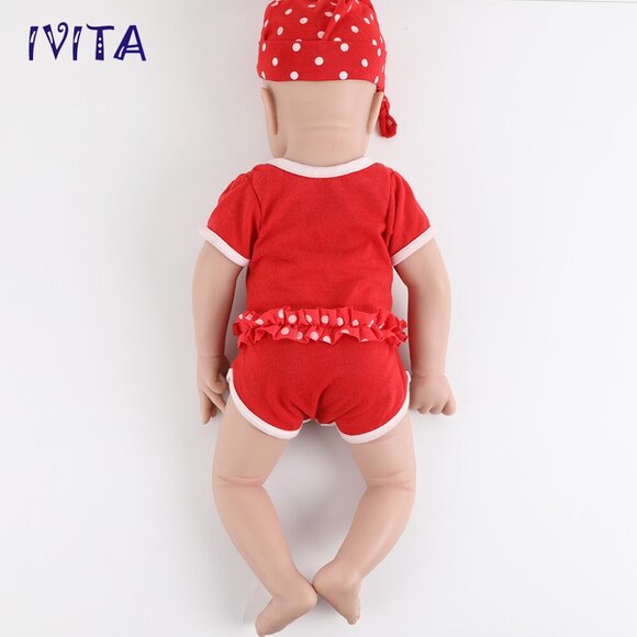 IVITA 20'' Full Soft Body Silicone Newborn Smiling Open Eyes Baby Girl Doll - Picture 14 of 14